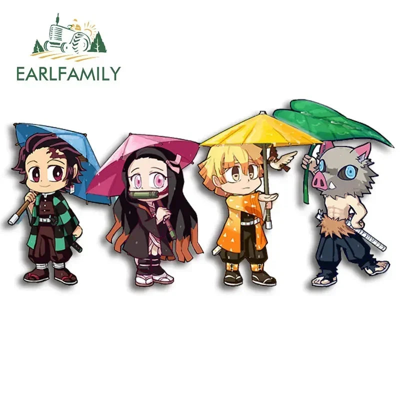 EARLFAMILY Anime Running Chibi Car Stickers - Kamado Nezuko Decal