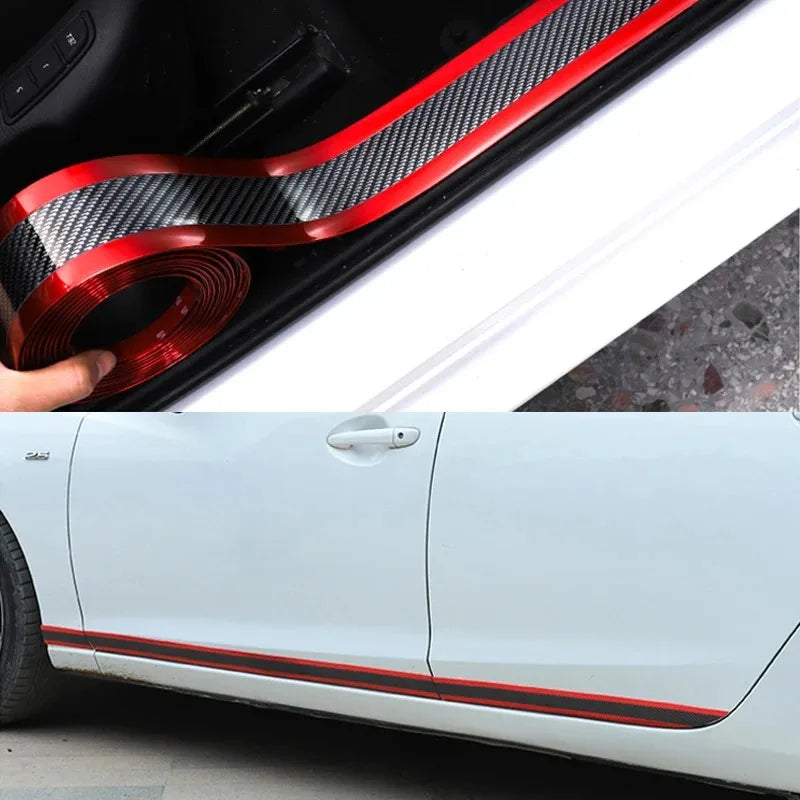 Car Door Sill Protector - Anti-Scratch Threshold Strip Carbon Fiber