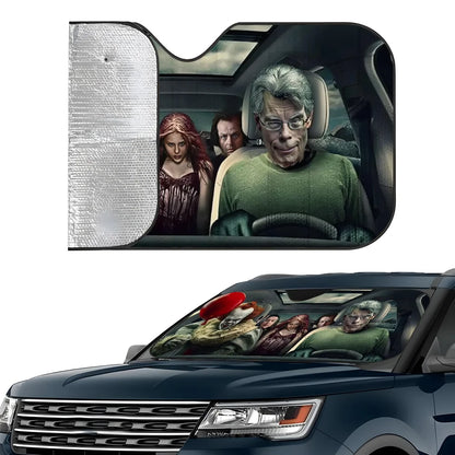 Horror Characters Car Sunshade - Foldable Windshield UV Protection