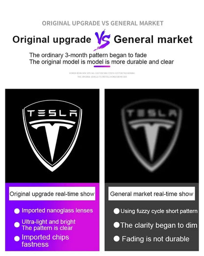 Tesla LED Door Welcome Light - Logo Projector Lamp 2pcs