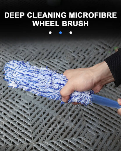 Car Wheel Cleaning Brush - Portable Plush Tire Rim Hub Detailing Tool