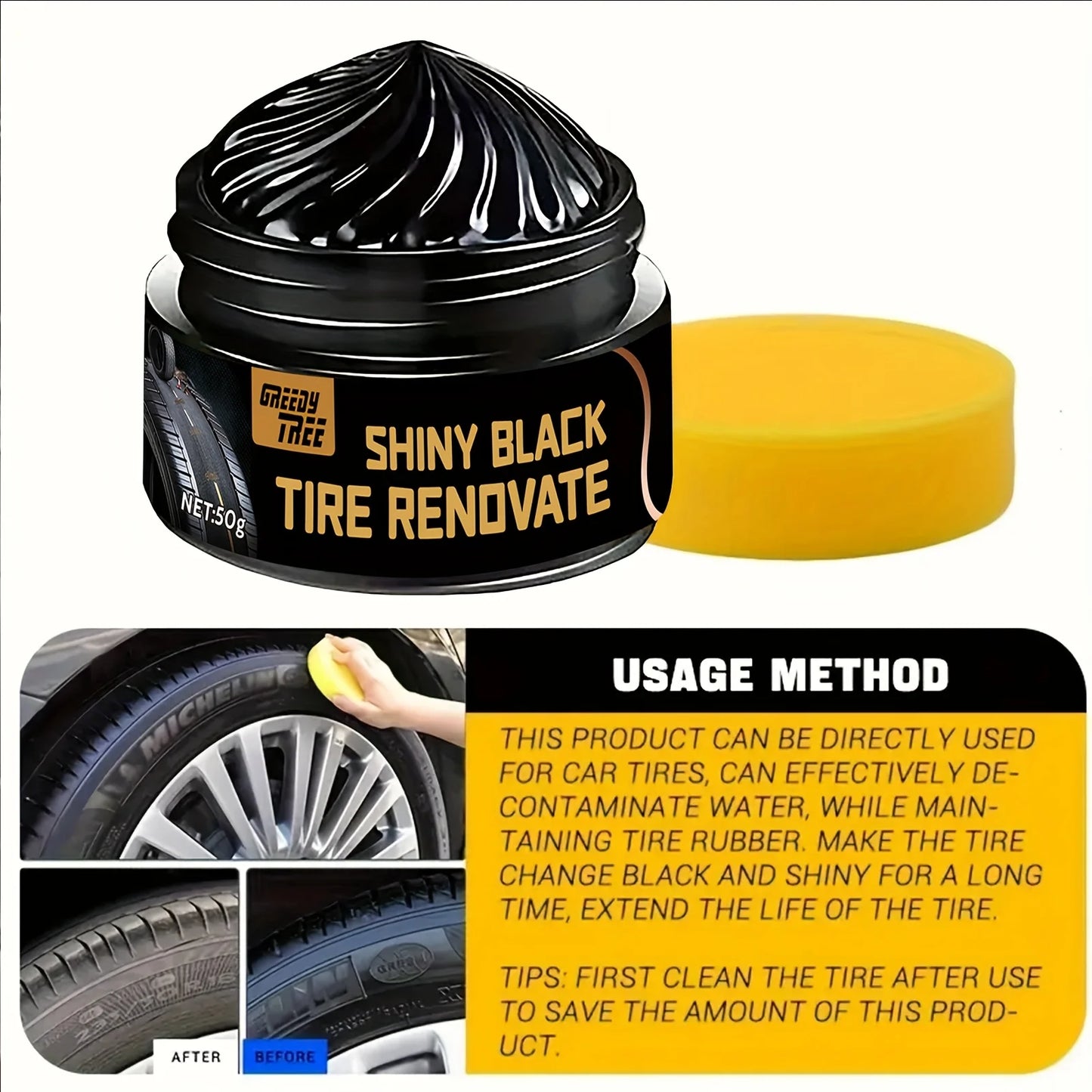 Tire Shine & Plastic Repair Paste - UV Protection 5-Minute Fix