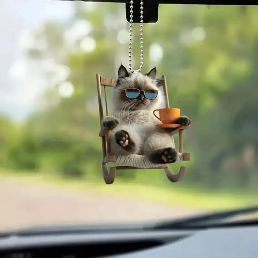 2D Acrylic Car Pendant - Rearview Mirror Hanging Ornament Dog/Cat