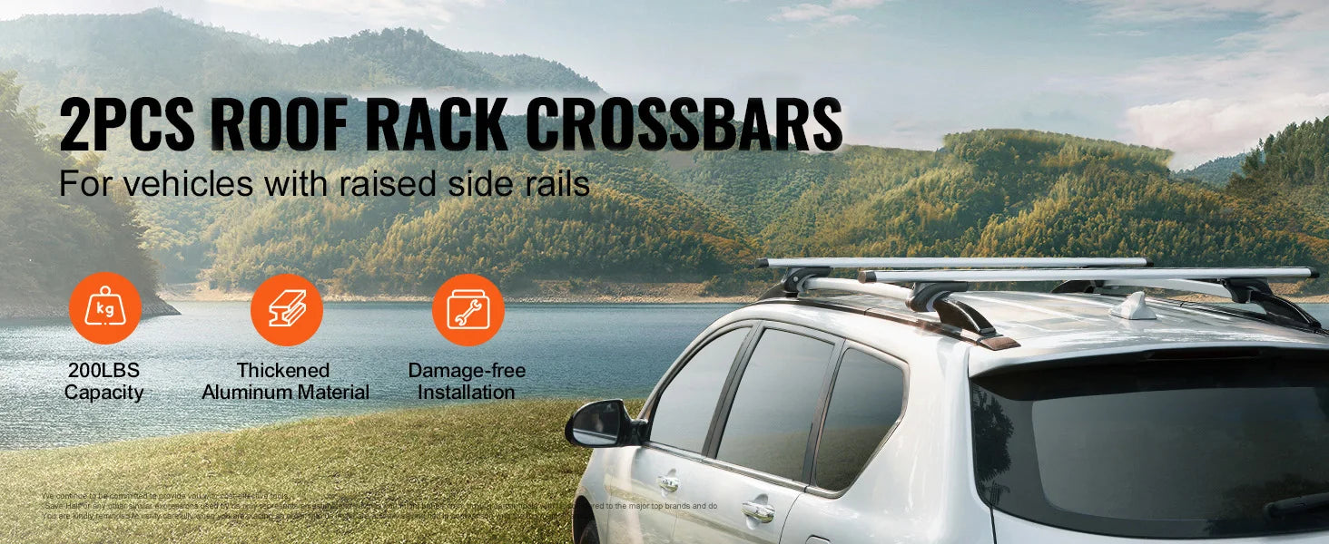 Car with roof rack crossbars on a scenic background