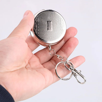 Portable Mini Stainless Steel Ashtray with Keychain - Silver