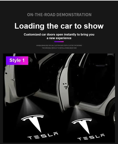 Tesla LED Door Welcome Light - Logo Projector Lamp 2pcs
