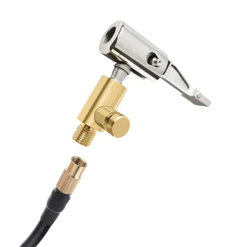 Portable Car Tire Pump Connector - Fast Inflator Chuck with American Threaded Nozzle