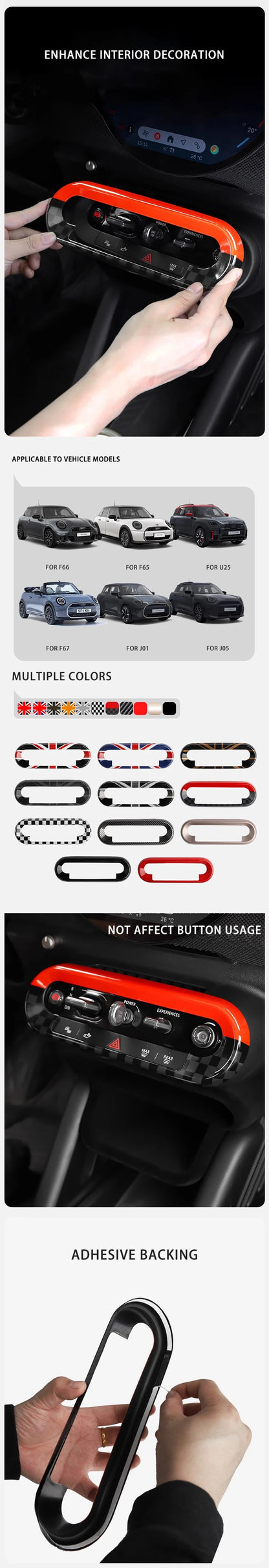 Car Central Control Button Frame Sticker - Mini Countryman 2024-2025