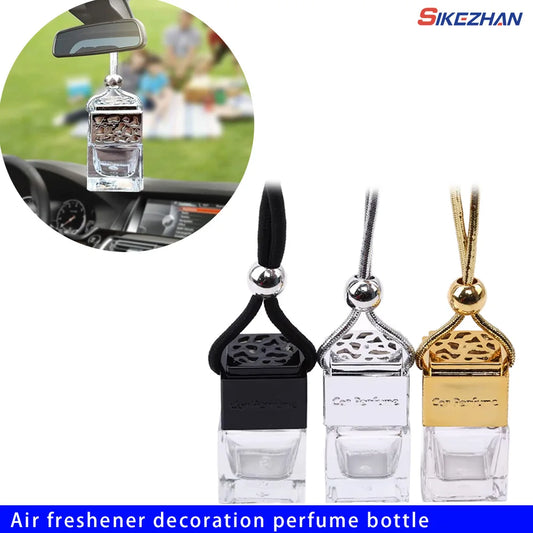 Car Air Freshener Perfume Bottle Pendant - Essential Oils Glass