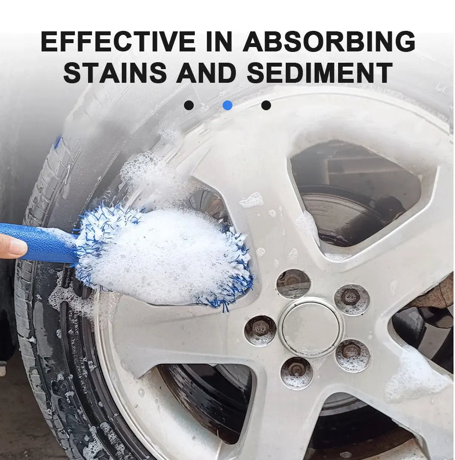 Car Wheel Cleaning Brush - Portable Plush Tire Rim Hub Detailing Tool