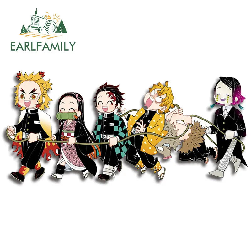 EARLFAMILY Anime Running Chibi Car Stickers - Kamado Nezuko Decal