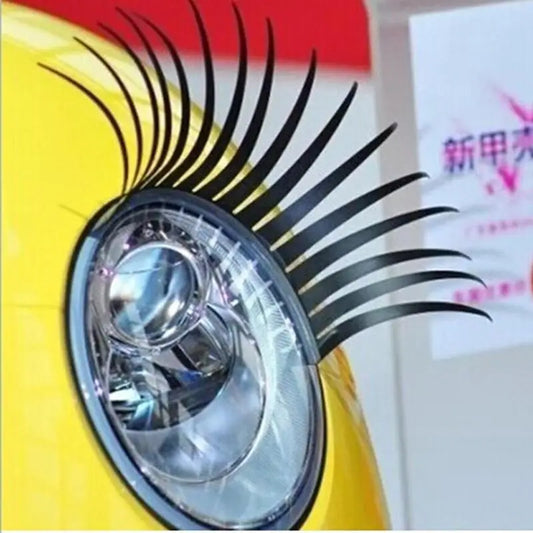 Car Headlight Eyelashes - 3D Black False Eyelash Stickers Decal
