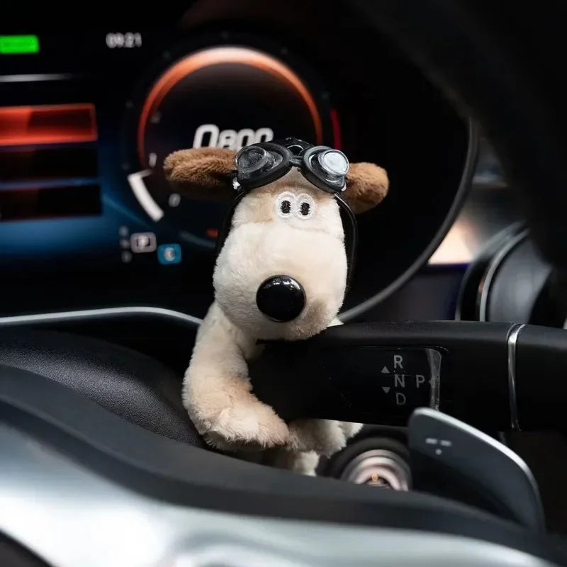Plush Pilot Dog Car Ornament - Creative Dashboard Decoration