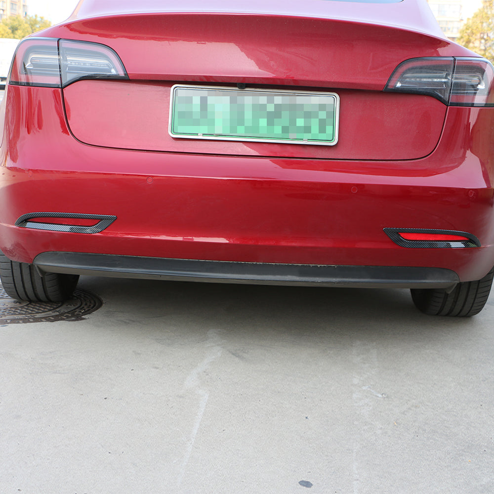 Tesla Model 3 ABS Carbon Fiber Rear Bumper Fog Light Cover Kit
