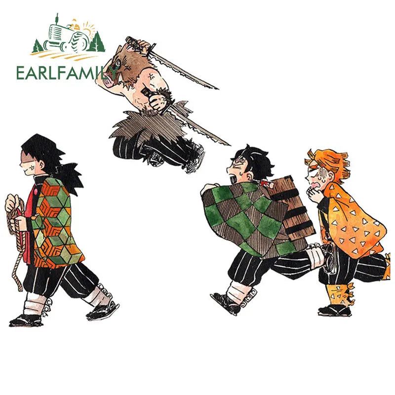 EARLFAMILY Anime Running Chibi Car Stickers - Kamado Nezuko Decal