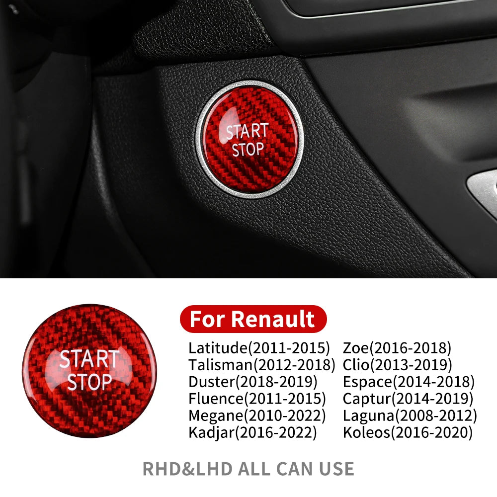 Carbon Fiber Engine Start Stop Button Cover for Renault Models
