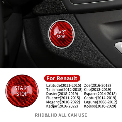 Carbon Fiber Engine Start Stop Button Cover for Renault Models