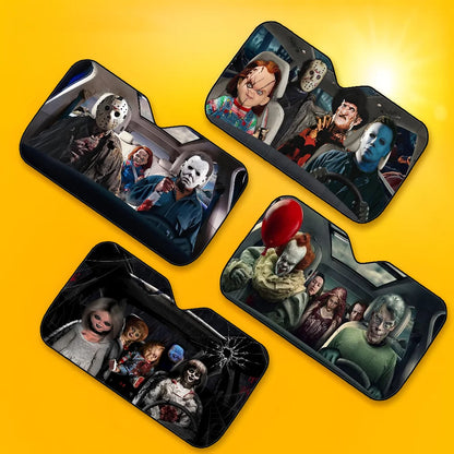 Horror Characters Car Sunshade - Foldable Windshield UV Protection