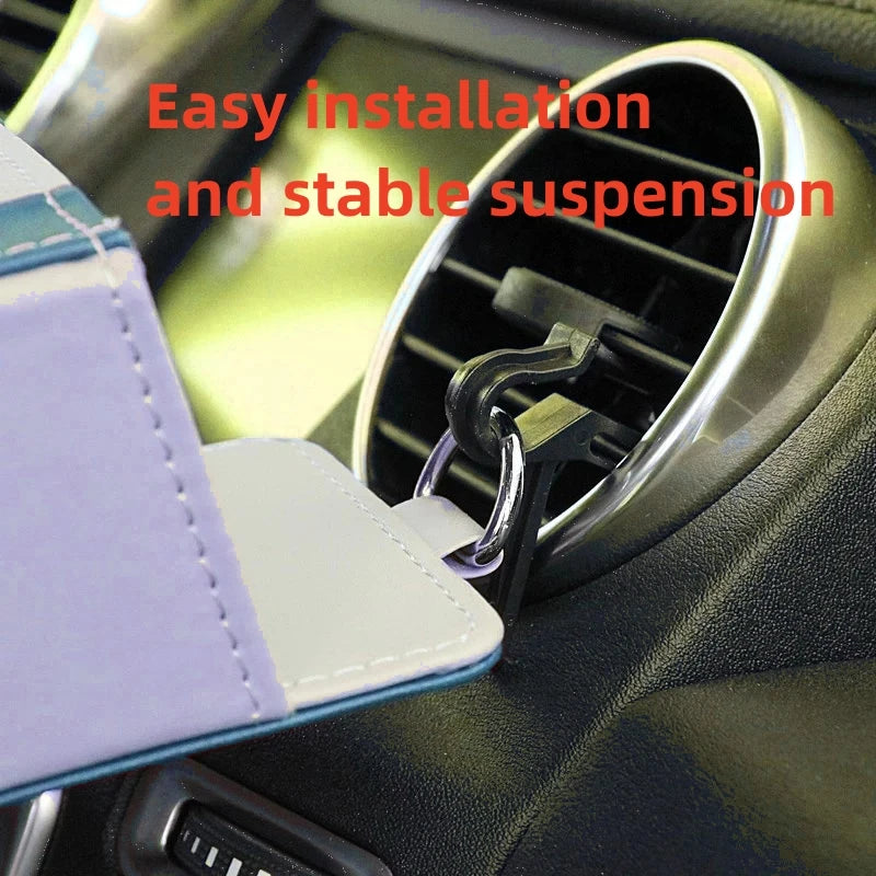 Car Air Vent Storage Bag - Leather Organizer for Phone Keys Sunglasses