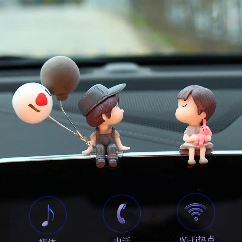 Cute Cartoon Couples Car Decoration - Romantic Dashboard Ornament