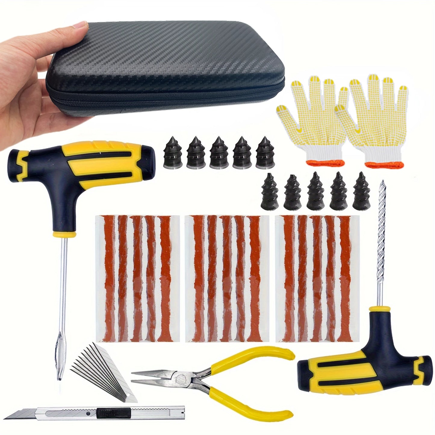 Car Tire Repair Kit 31PCS - Emergency Puncture Plug Tools with Glue