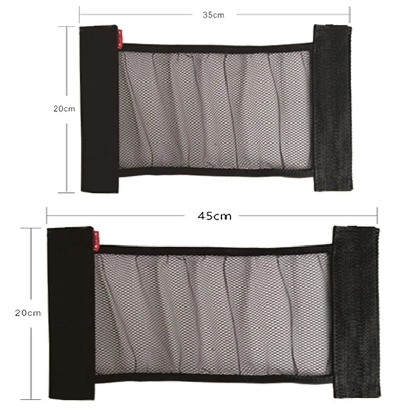 Universal Car Storage Net - Elastic Mesh Organizer for Back Seat & Trunk with Magic Sticker Installation