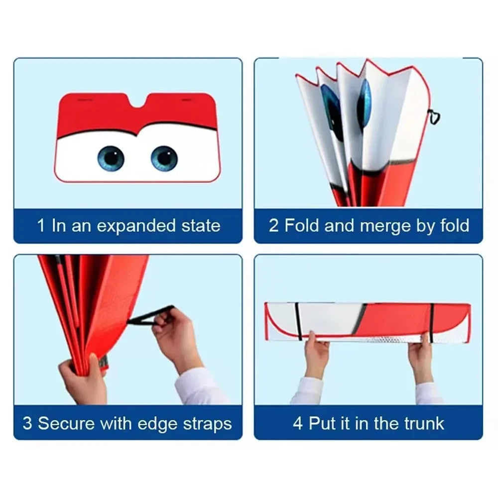 Car Windshield Sunshade with Eyes Design - Solar Protection Sun Visor