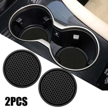 Premium Car Cup Holder Coasters 2-Pack - Anti-Slip Silicone Insert Pads for Vehicle Interior Protection