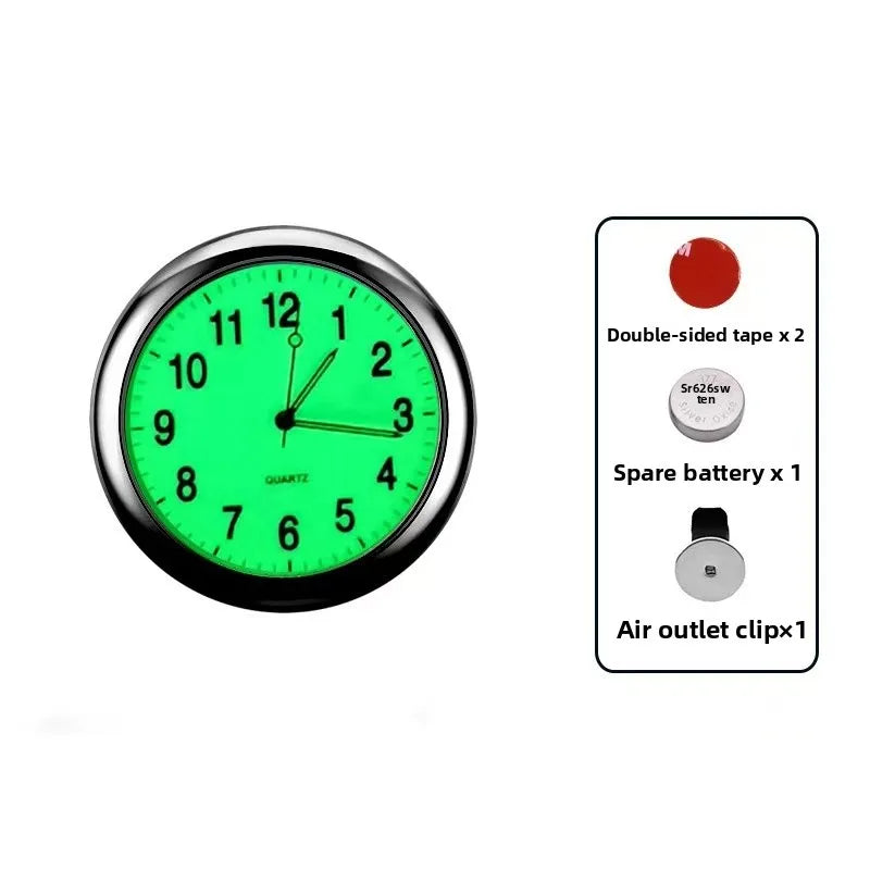 Mini Luminous Car Dashboard Clock - Digital Quartz Stick-On Watch