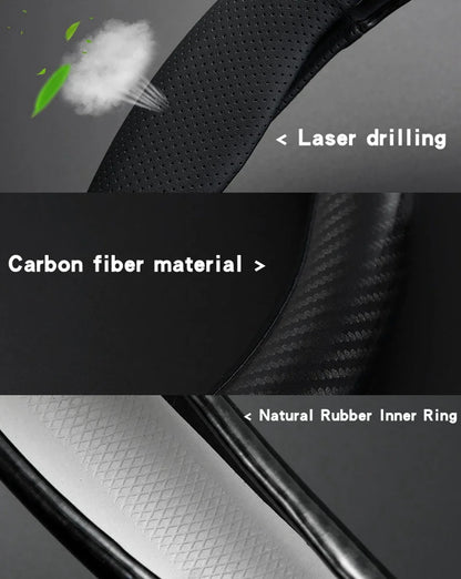 Universal Car Steering Wheel Cover - Carbon Fiber Leather Anti-Slip