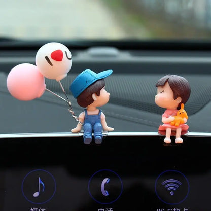 Cute Cartoon Couples Car Decoration - Romantic Dashboard Ornament