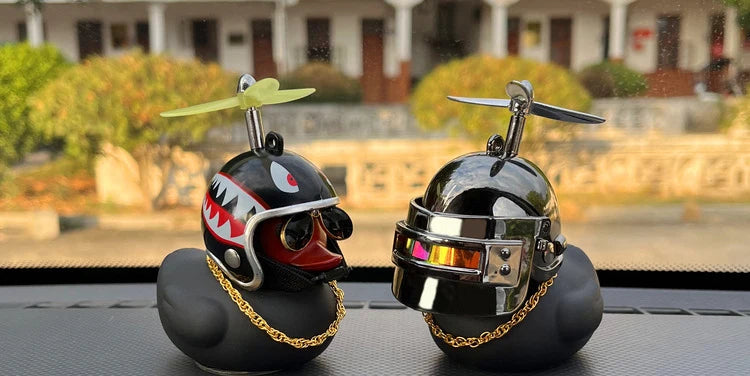 Car Duck Ornament Bicycle Horn - Squeeze Bell with Helmet Straps