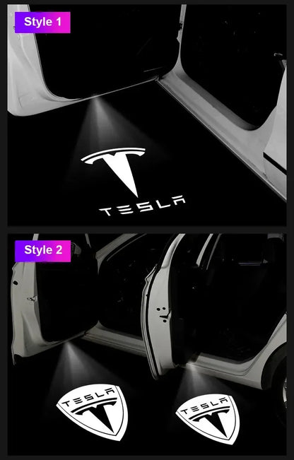Tesla LED Door Welcome Light - Logo Projector Lamp 2pcs