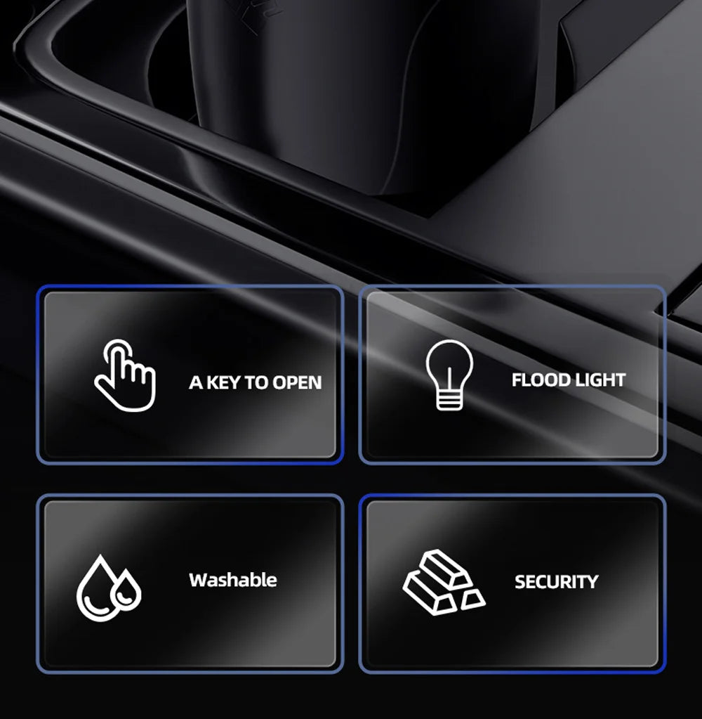 Car Cigarette Ashtray Cup with LED Light & Lid - Black Portable