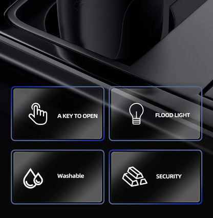 Car Cigarette Ashtray Cup with LED Light & Lid - Black Portable