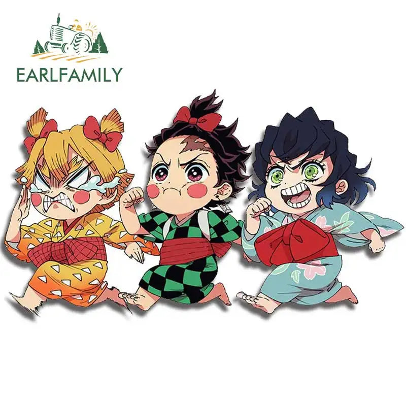 EARLFAMILY Anime Running Chibi Car Stickers - Kamado Nezuko Decal