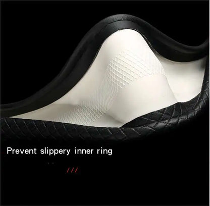 Premium Leather Steering Wheel Cover - Universal 14.5-15 Inch Diamond Pattern