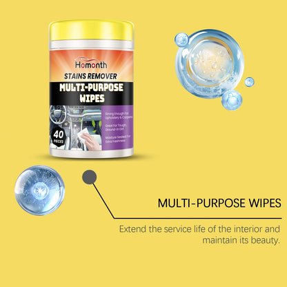 Car Interior Cleaning Wipes - 40pcs Multi-Purpose Dashboard Cleaner
