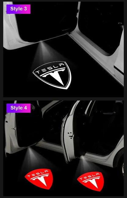 Tesla LED Door Welcome Light - Logo Projector Lamp 2pcs