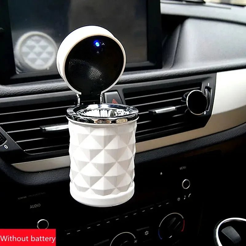 Car Cigarette Ashtray Cup with LED Light & Lid - Portable Detachable