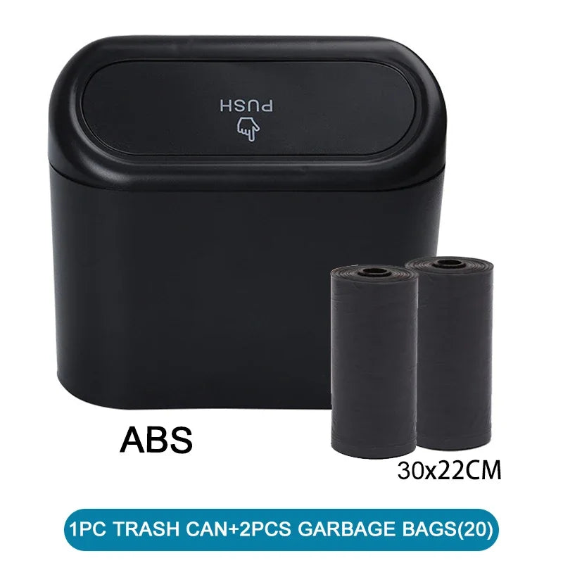 Car Trash Can with Lid - Leak-Proof Mini Waste Container with 300 Bags