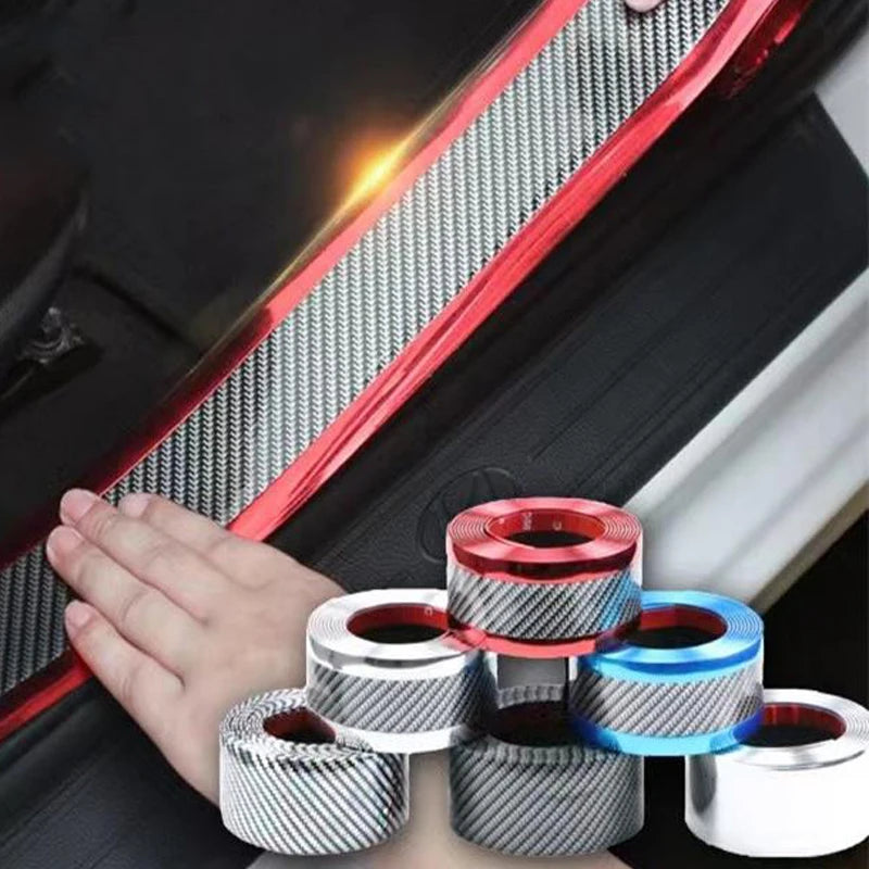 Car Door Sill Protector - Anti-Scratch Threshold Strip Carbon Fiber