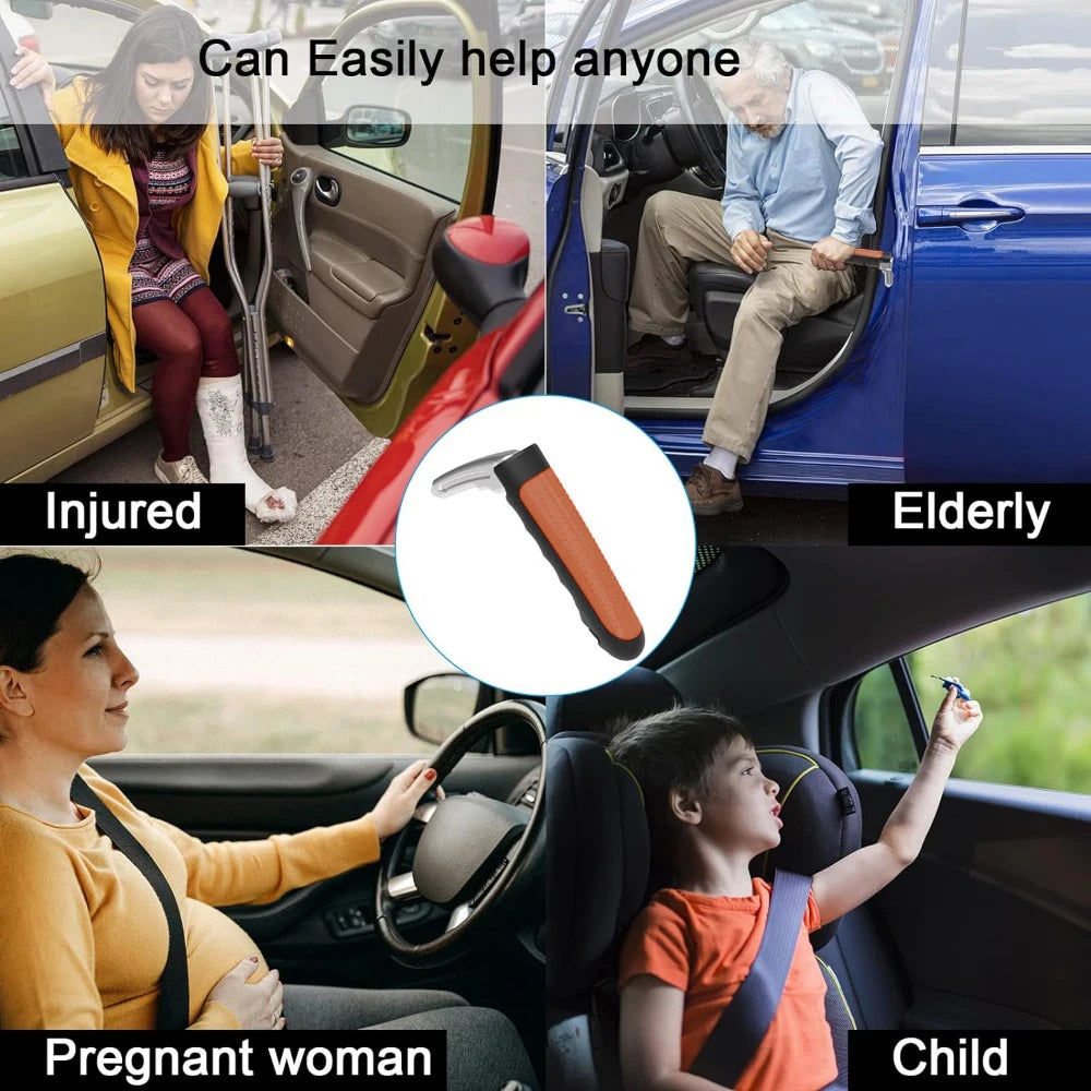 Car Door Assist Handle 2-in-1 - Multi-Function Window Breaker Support