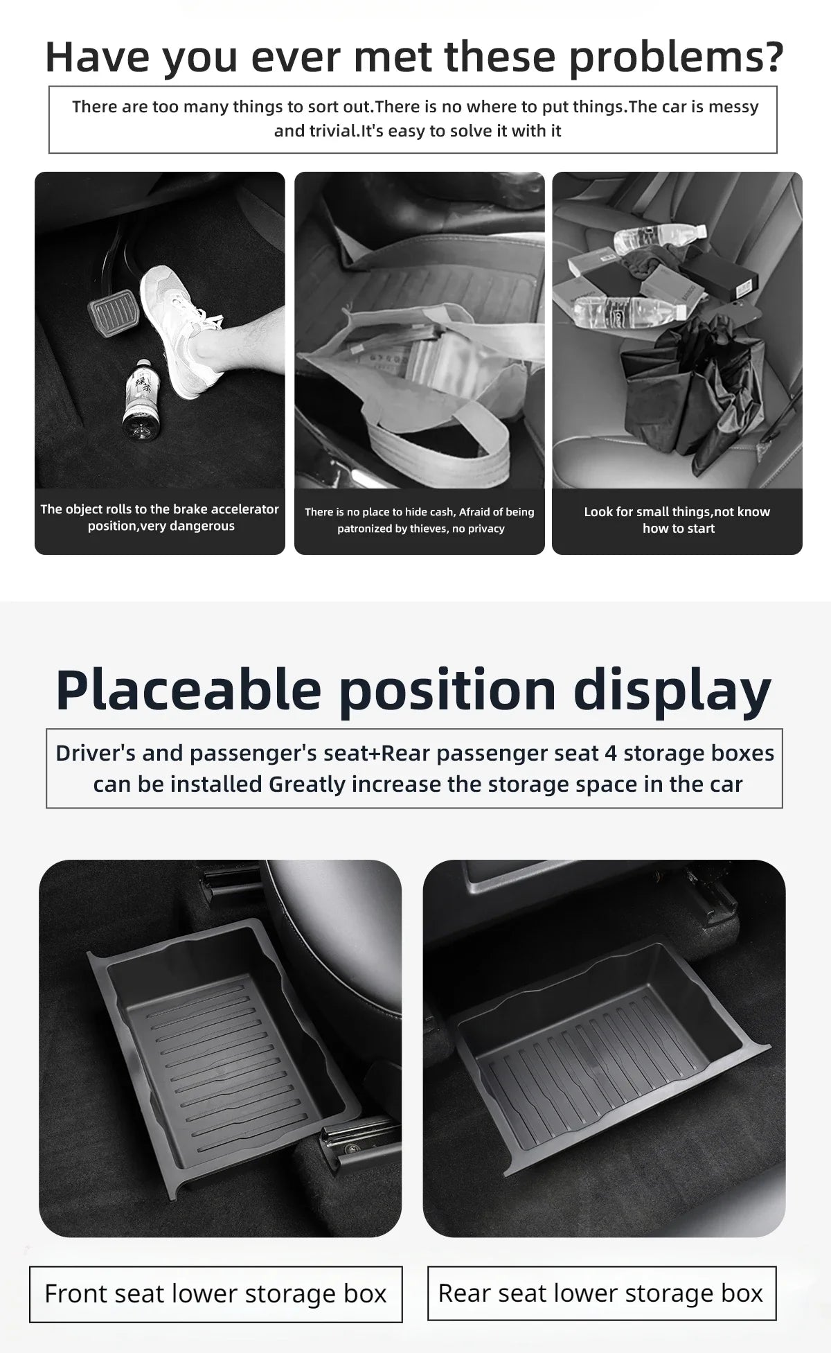 Tesla Model Y Under Seat Storage Box - Hidden Drawer Organizer 2021-2024