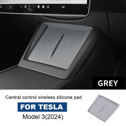 Tesla Model 3 Highland Wireless Charging Pad - Silicone Mat Grey