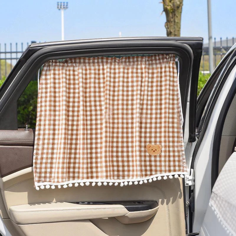 Car Sun Shade Curtains - Cute Cartoon Bear Window Sunshade