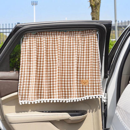 Car Sun Shade Curtains - Cute Cartoon Bear Window Sunshade