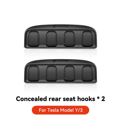 Tesla Foldable Car Seat Hooks - Heavy Duty 11lb Load Bearing Hangers Model 3/Y