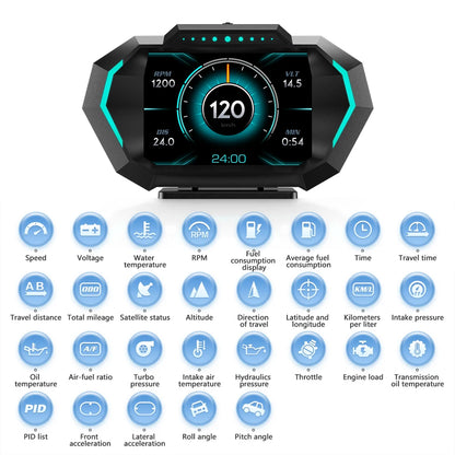 Car HUD Display OBD GPS P24 Digital Speedometer Dashboard Computer
