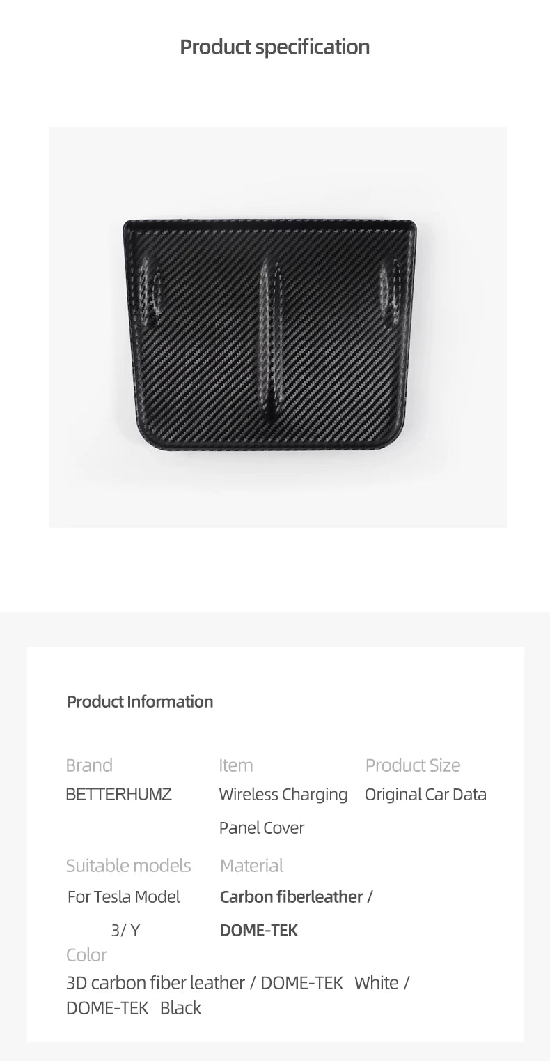 Tesla Model Y Model 3 Carbon Fiber Console - Wireless Charging